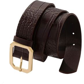 Long Keeper Women Leather Belt - Ladies Waist Belt for Pants Jeans Dresses With Square Buckle Soft Vegan Leather Casual Belt