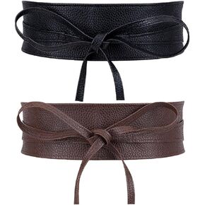 CRASPIRE Waist Belt PU Corset Cinch Tie Wide Waist band Retro Vintage Boho Obi Style Cinch Waistband Belt