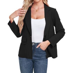 Womens Blazer Long Sleeve Notched Lapel Button Front Blazers Work Office Blazer Jacket with Pockets
