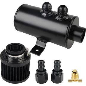 750ML 10AN Baffled Oil Catch Can with Drain Valve Bundle,Aluminum Polish Baffled Reservoir Tank