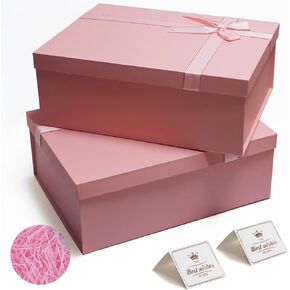 Giftilious Black Gift Boxes with Lids for Presents 13"x10"x5" Large Gift Boxes, Black Boxes for Gifts, Sturdy Gift Boxes with Ribbon for Christmas, Valentines Day, Birthdays, Groomsmen Proposal,etc