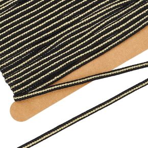 FINGERINSPIRE 10 Yard Mini Lace Trim for Doll Clothes 1/8 inch Wide Very Small Doll Black Nylon Lace Trim Tiny Gold Keel Metallic Grimp Braided Lace Ribbon Mini Lace Decoration for Doll DIY Craft