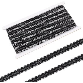FINGERINSPIRE 13.1 Yards Black Gimp Braid Trim 5/8 inch Wide Polyester Metallic Braid Edge Woven Braid Fabric Trim Woven S Wave Lace Ribbon for Sewing Hand DIY Crafts Costume Home Decorative