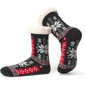Cozylook Women's Fuzzy Slipper Socks with Non-Slip Grippers, Cozy Fluffy Sherpa Lined, Cute Christmas Gifts