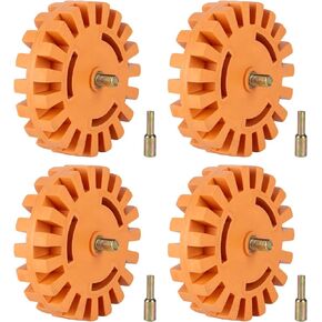 4PCS Decal Remover Eraser Wheel Rubber Eraser Wheel for Drill Removes Car Stripes Vinyl Tapes and Graphics Rubber Eraser Wheel Tool Kit for Cars, RV, Motorcycles Sticker Remover Tool