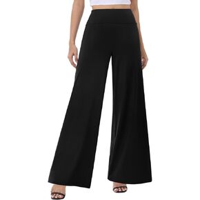 ZOOSIXX Wide Leg Palazzo Pants for Women - High Waist Casual Beach Lounge Pants Loose Dress Pants Stretchy Trousers