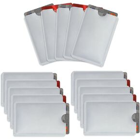 Owfeel RFID Blocking Secure Credit Card Sleeves Pack Of 15 Contactless Card Protection Holders Credit Card ID Anti Theft WaterProof Protector- Silver