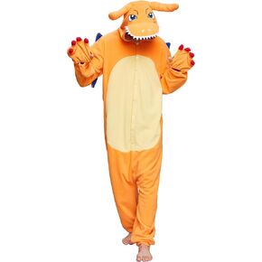 Dragon Costume Adorable Dragon Onesie Pajamas Halloween Cartoon Animal Sleepwear for Women Men, Yellow