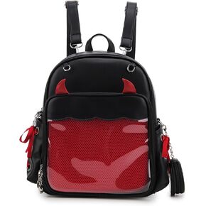 Ita Backpack Pin Display Multi-Purpose Women Backpack with Insert Gothic Design Cosplay Halloween Enamel Pins Shoulder Bag Punk Black Handbag