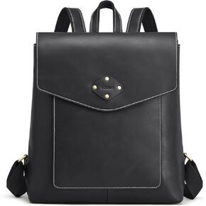 S-ZONE Leather Backpack Purse for Women Vintage Rucksack Handbag Travel Daypack
