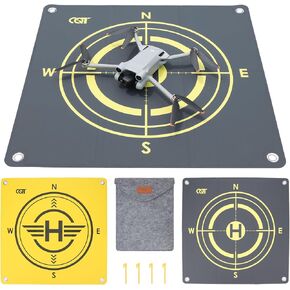 Drone Landing Pad 21.65inch(55cm) Double-Sided Waterproof Fast-Fold Helipad for DJI Mini 4/3 Pro,Mavic Mini 2 SE,Avata 2, Air 3,Mavic Air 2 2S,Mavic 2 Pro,Zoom,Mavic 3,Phantom (55CM Yellow+Dark Gray)