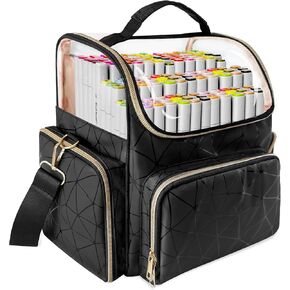 Upgraded Large Marker Organizer Case, Waterproof Marker Storage Bag for Markers or Other Art Supplies, for Daily School, Art Class, Outdoor Sketching or Traveling Use, Pink