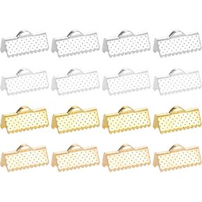 uxcell 100Pcs 4 Color 20mm Ribbon Crimp Clamp Ends, Modern Jewelry Making Fasteners