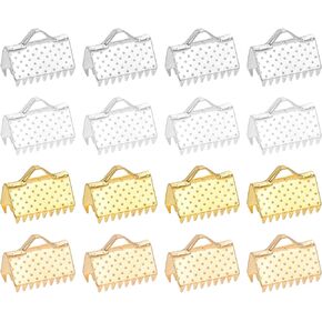 uxcell 100Pcs 4 Color 20mm Ribbon Crimp Clamp Ends, Modern Jewelry Making Fasteners