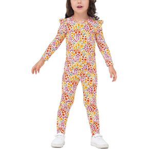 Bamboo Viscose Toddler Girl Pajamas Ruffled Long Sleeve Kid Girls Lounge Set in Kuwait
