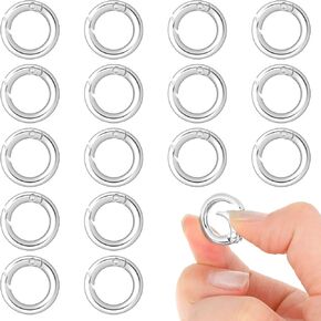 16 Pcs Spring O Ring Clip 1/2 inch Silver Round Snap Clip Key Rings for Keychain Heavy Duty Quick Release Alloy Buckle Key Hook Mini Clips for Purse Strap Bag Handbag Keys Crafts Jewelry Making