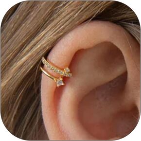 Ear Cuff Earrings for Women Gold Ear Cuffs Non Piercing Rhinestone Star Clip on Earrings Cartilage Earrings Jewelry Gift