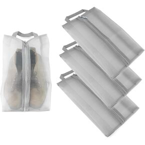 QWORK 4 Pack Shoe Bags for Travel - Shoe Storage Organizer Pouches, Shoe Organizer Bag for Men & Women (Grey)