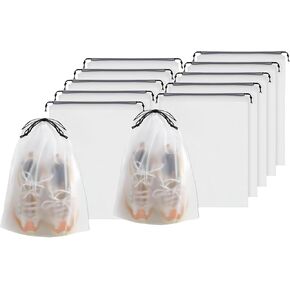 10PCS Travel Shoe Storage Bag,Clear Shoes Storage Organizersfor Men and Women, Waterproof Dustproof Portable,17.7" x 13.8" (Large) (10)