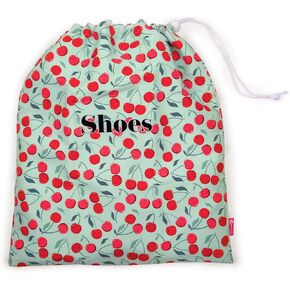 Miamica Shoe Bag, Red Cherry Motif – 11" x 9" x 0.25" – Cute Shoe Bag for Women, Protects Footwear and Luggage – Shoe Bag with Interior Divider – Fits 1-2 Pairs of Shoes, M32241