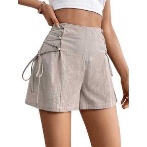 Verdusa Women's High Waist Criss Cross Tie Side Straight Leg Casual Shorts
