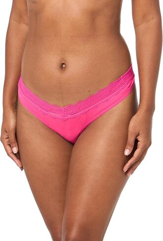 Tommy Hilfiger Women's 3pk Cotton Logo Lace Trim V Thong in Saudi Arabia