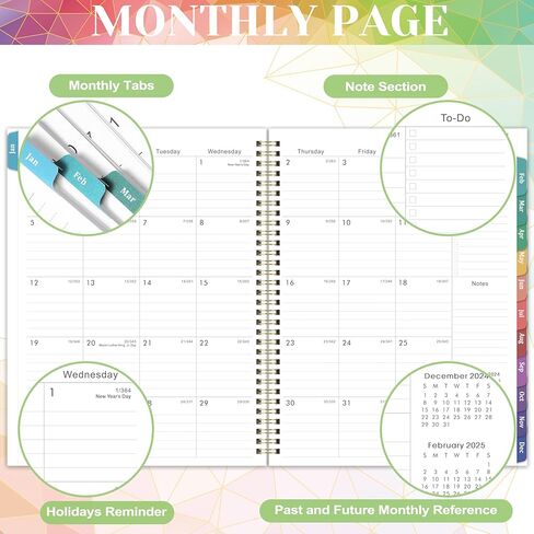 مخطط 2025 - مخطط 2025 أسبوعيًا وشهريًا من يناير إلى ديسمبر 2025، 9 × 11 بوصة، مخطط 2025 مع جيب داخلي، علامات تبويب مطلية ملونة in Kuwait