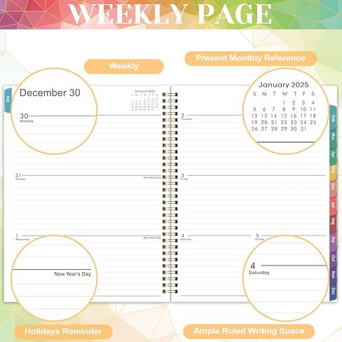 مخطط 2025 - مخطط 2025 أسبوعيًا وشهريًا من يناير إلى ديسمبر 2025، 9 × 11 بوصة، مخطط 2025 مع جيب داخلي، علامات تبويب مطلية ملونة in Kuwait