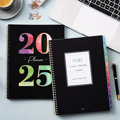 مخطط 2025 - مخطط 2025 أسبوعيًا وشهريًا من يناير إلى ديسمبر 2025، 9 × 11 بوصة، مخطط 2025 مع جيب داخلي، علامات تبويب مطلية ملونة in Kuwait