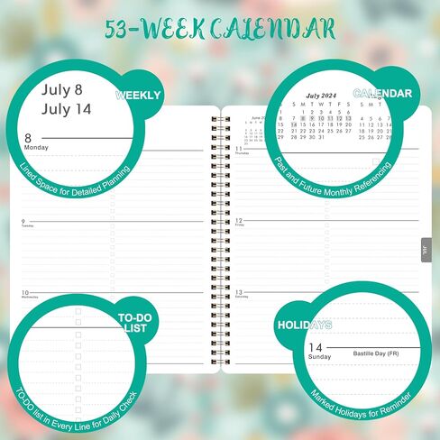 2025 Planner - 2025 Planner Weekly and Monthly from January to December 2025, 9" x 11", Planner 2025 with Inner Pocket, Colorful Coated Tabs in Saudi Arabia