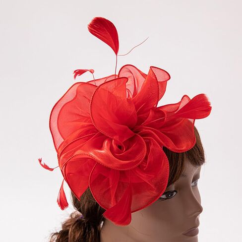Fascinators Hat Flower Mesh Ribbons Feathers Kentucky Derby Hats Clip Hat Tea Party Headwear with Gloves for Women in Saudi Arabia