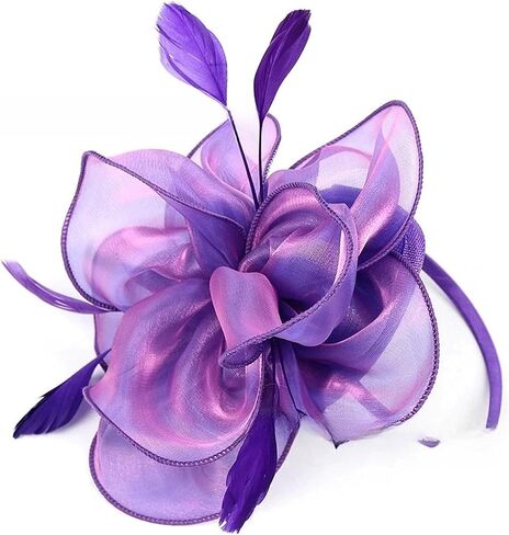 Fascinators Hat Flower Mesh Ribbons Feathers Kentucky Derby Hats Clip Hat Tea Party Headwear with Gloves for Women in Saudi Arabia