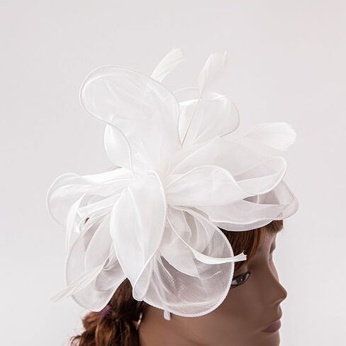 Fascinators Hat Flower Mesh Ribbons Feathers Kentucky Derby Hats Clip Hat Tea Party Headwear with Gloves for Women in Saudi Arabia