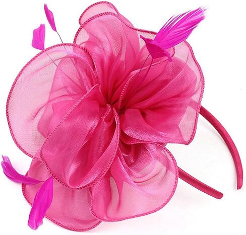 Fascinators Hat Flower Mesh Ribbons Feathers Kentucky Derby Hats Clip Hat Tea Party Headwear with Gloves for Women in Saudi Arabia