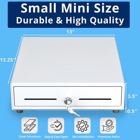 13“ Electronic Auto Open Cash Register Drawer for Point of Sale System - 4 Bill 5 Coin Cash Tray, Removable Coin Compartment, 24V, RJ11/RJ12 Key-Lock, 1 Media Slot, for Small Shops (Black) in Saudi Arabia