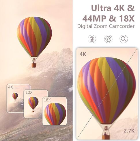 كاميرا فيديو DINGETU 4K كاميرا فيديو فائقة الدقة 48 ميجابكسل 18X تكبير كاميرا تسجيل رقمية لليوتيوب، شاشة لمس 3.0 بوصة مع جهاز تحكم عن بعد، بطاريتان وبطاقة SD سعة 32 جيجابايت in Kuwait