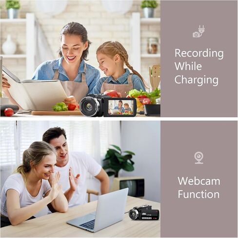 كاميرا فيديو DINGETU 4K كاميرا فيديو فائقة الدقة 48 ميجابكسل 18X تكبير كاميرا تسجيل رقمية لليوتيوب، شاشة لمس 3.0 بوصة مع جهاز تحكم عن بعد، بطاريتان وبطاقة SD سعة 32 جيجابايت in Kuwait