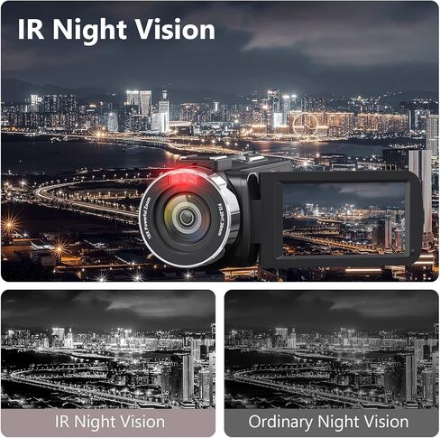 كاميرا فيديو DINGETU 4K كاميرا فيديو فائقة الدقة 48 ميجابكسل 18X تكبير كاميرا تسجيل رقمية لليوتيوب، شاشة لمس 3.0 بوصة مع جهاز تحكم عن بعد، بطاريتان وبطاقة SD سعة 32 جيجابايت in Kuwait