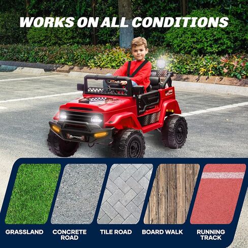 Outdoor Cruise 1 Seater 12V Ride-On Electric Car for Kids - Remote Control Ride-On Jeep Power Wheels, Battery Operated Cars for Kids with Parental Control for Safe Adventures – Red in Saudi Arabia