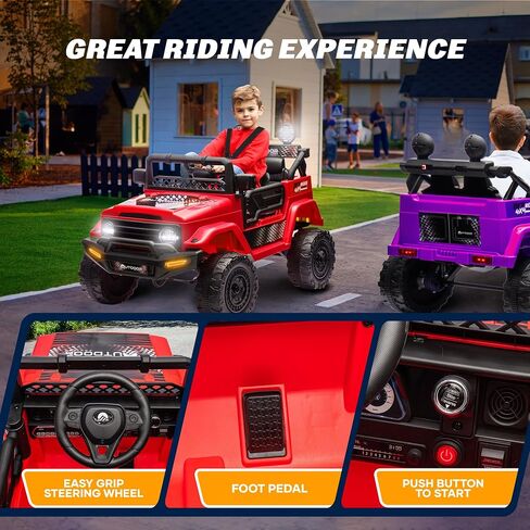 Outdoor Cruise 1 Seater 12V Ride-On Electric Car for Kids - Remote Control Ride-On Jeep Power Wheels, Battery Operated Cars for Kids with Parental Control for Safe Adventures – Red in Saudi Arabia