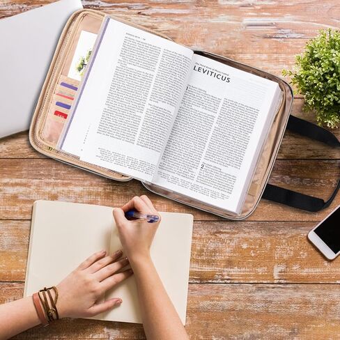 Bible Cover for Women, Large Bible Case with Detachable Pen Slot Shoulder Strap, Bible Carrying Case for Girls Study Bible, Black in Kuwait