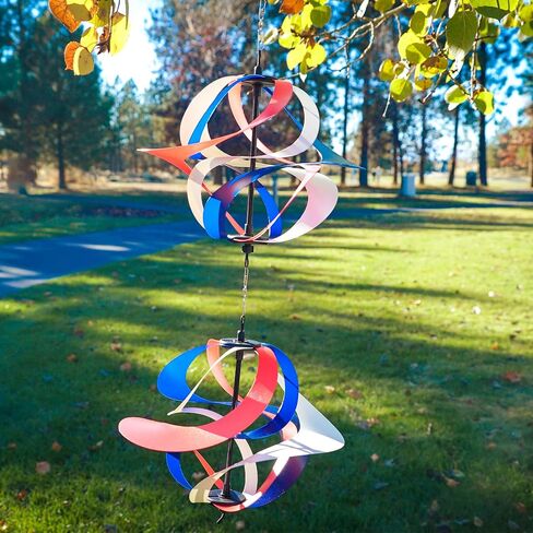 In the Breeze 2479 — Silver Sparkle Double Vortex Spinner — Mesmerizing and Colorful Hanging Wind Spinner… in Saudi Arabia