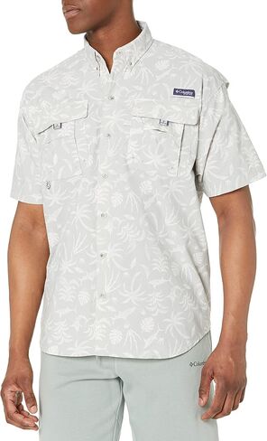 Columbia Men's Standard Super Bahama Short Sleeve Shirt, Cool Grey Reel Shores, Small in Saudi Arabia