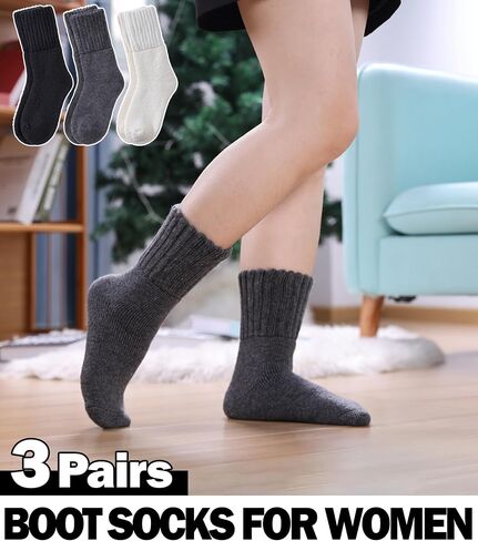 SDBING Boot Socks for Women Winter Warm Soft Cozy Thick Thermal Hiking Crew Socks Gift 3 Pairs in Saudi Arabia