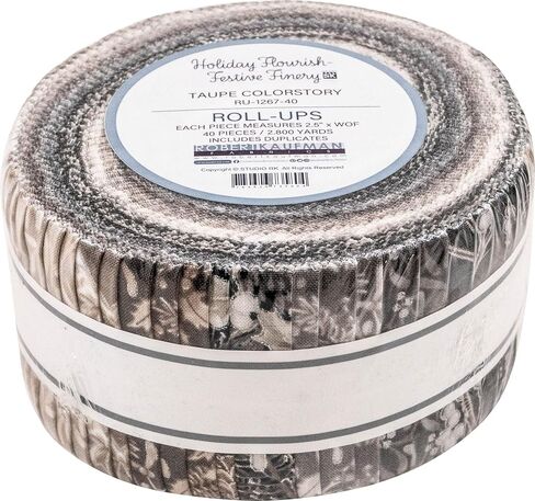 شريط لاصق من Holiday Flourish Festive Finery Taupe Roll Up 40 شريط مقاس 2.5 بوصة روبرت كوفمان RU-1267-40، متنوع in Saudi Arabia