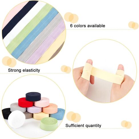 PH PandaHall 65.6 Yards Elastic Tapes 20mm Polyester Binding Tape Stretch Ribbon Tape Bulk Rolls Sewing Elastics for DIY Sewing Seaming Binding Hemming Piping Quilting Projects 12 Color in Saudi Arabia