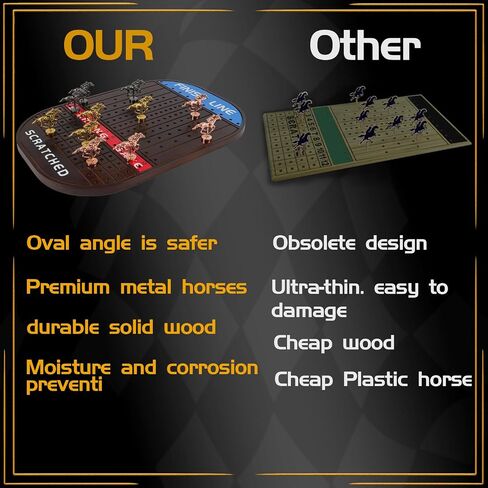 Horse Race Board Game Racing Game Thickened Solid Wood with 11 Luxurious Durable Classic Metal Horses with 4 Dice and 2 Boxes of Cards Horse Racing Game (Red Peach)… in Saudi Arabia