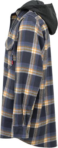 BOCOMAL FR Hooded Shirts Button Down Heavyweight Flannel Plaid Hoodies Fire Retardant Flame Resistant Welding Jacket in Kuwait