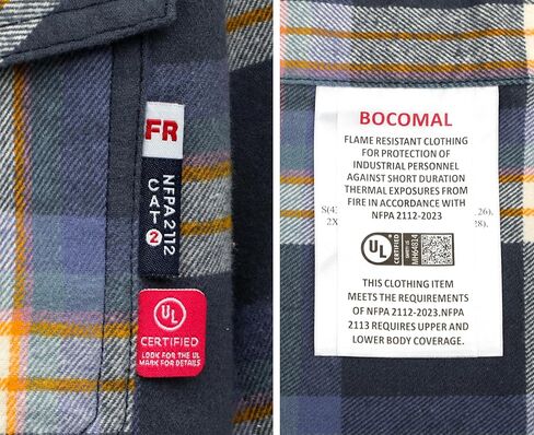 BOCOMAL FR Hooded Shirts Button Down Heavyweight Flannel Plaid Hoodies Fire Retardant Flame Resistant Welding Jacket in Kuwait