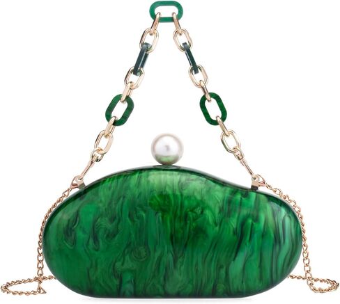 YYW Acrylic Evening Clutch Purses for Women Shell Marble Handbag Shoulder Bag with Pearl for Wedding Party Prom in Kuwait